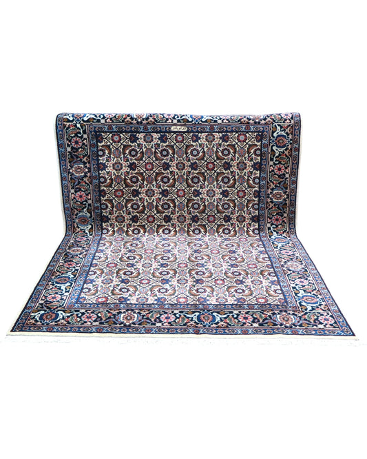 Tappeto Mud beige e blu 260x200 cm per sala da pranzo raffinata