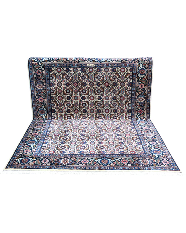 Tappeto Mud beige e blu 260x200 cm per sala da pranzo raffinata