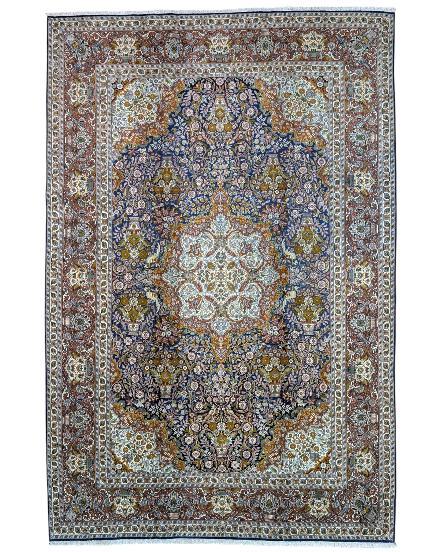Tappeto persiano indiano 275x180 cm floreale per soggiorno elegante