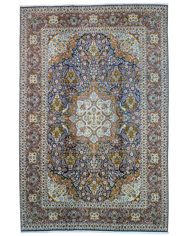 Tappeto persiano indiano 275x180 cm floreale per soggiorno elegante