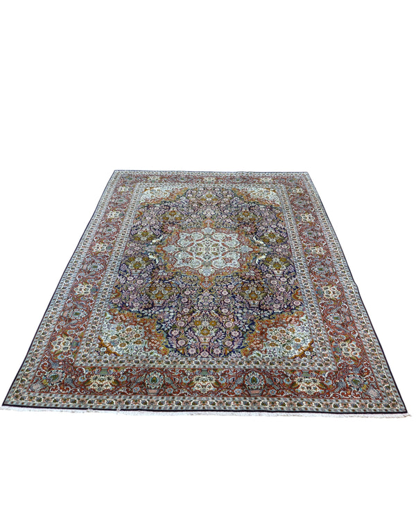 Tappeto persiano indiano elegante beige e avorio per salotto classico