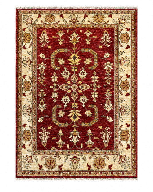 Tappeto Persiano Farahan 175x124 cm Rosso e Avorio Floreale