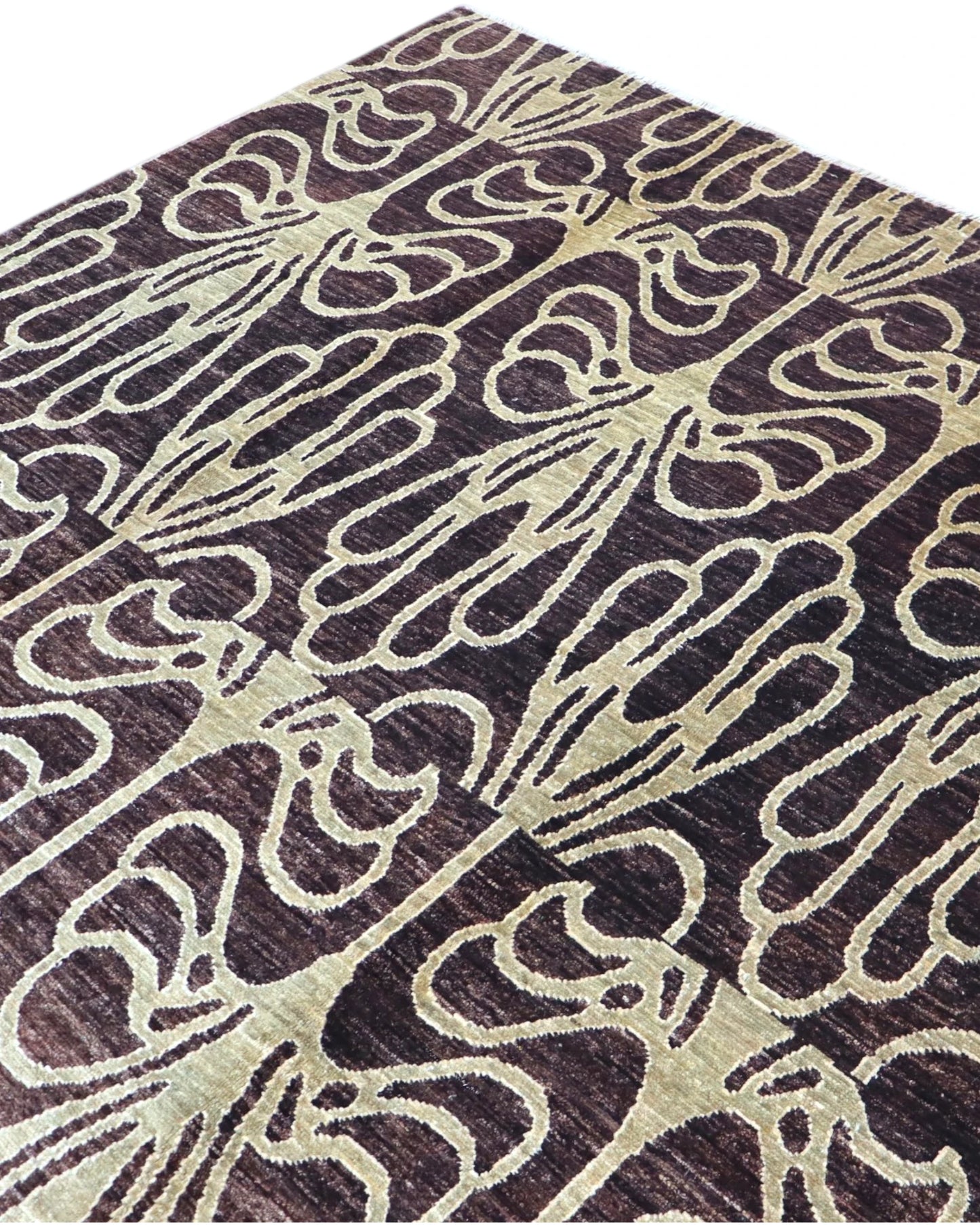 Tappeto Persiano Gabbeh 275x178 cm Marrone Scuro e Avorio Geometrico