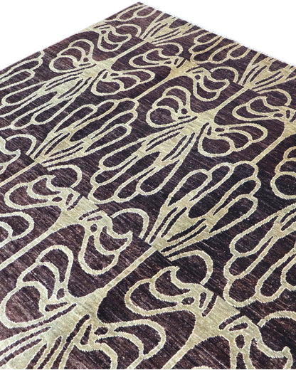 Tappeto Persiano Gabbeh 275x178 cm Marrone Scuro e Avorio Geometrico