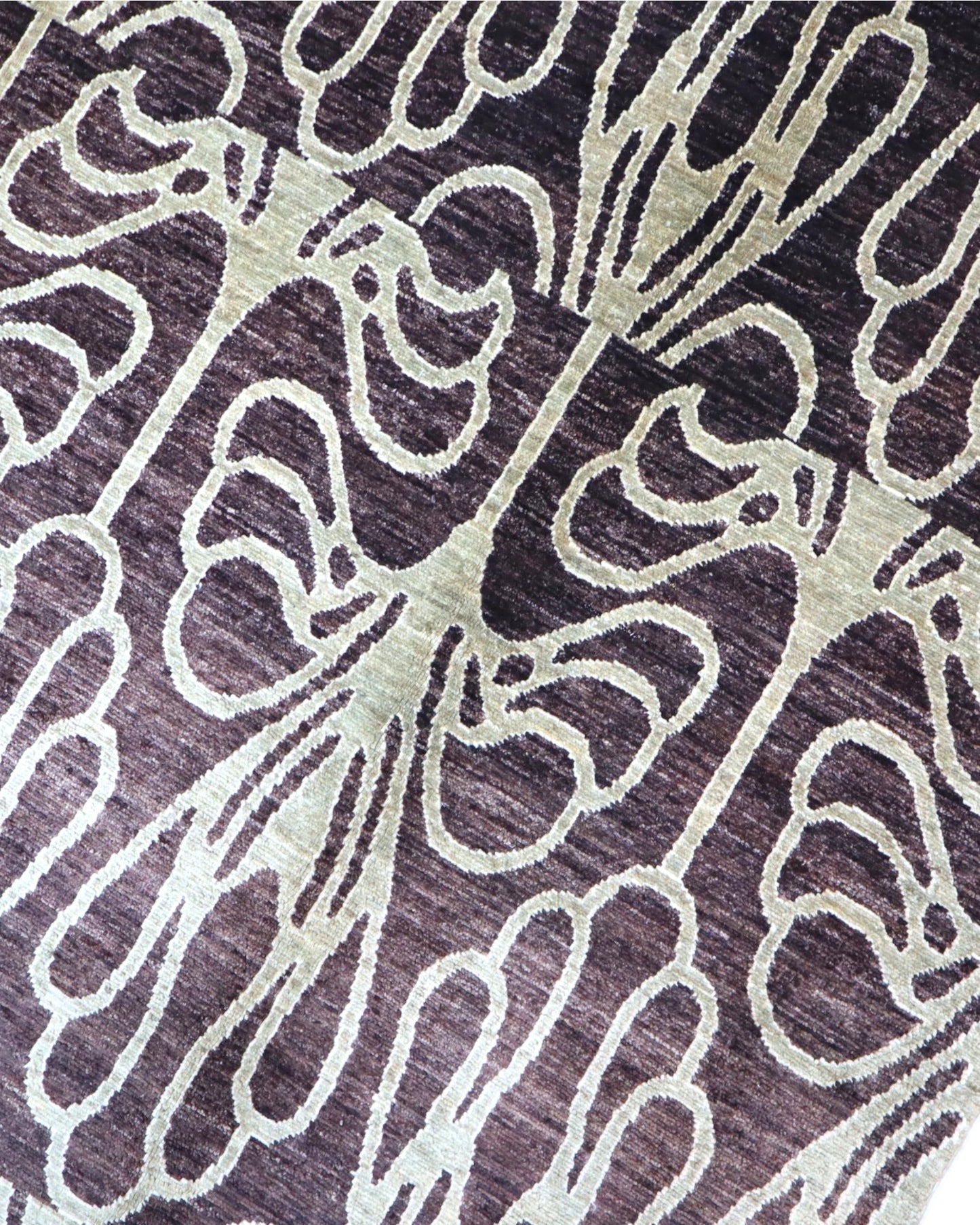 Tappeto Persiano Gabbeh 275x178 cm Marrone Scuro e Avorio Geometrico