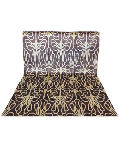 Tappeto persiano Gabbeh 275x178 cm in lana marrone e beige per camera moderna.