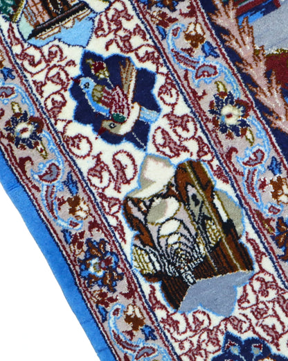 Tappeto Persiano Isfahan 160x107 cm Blu Beige Medaglione