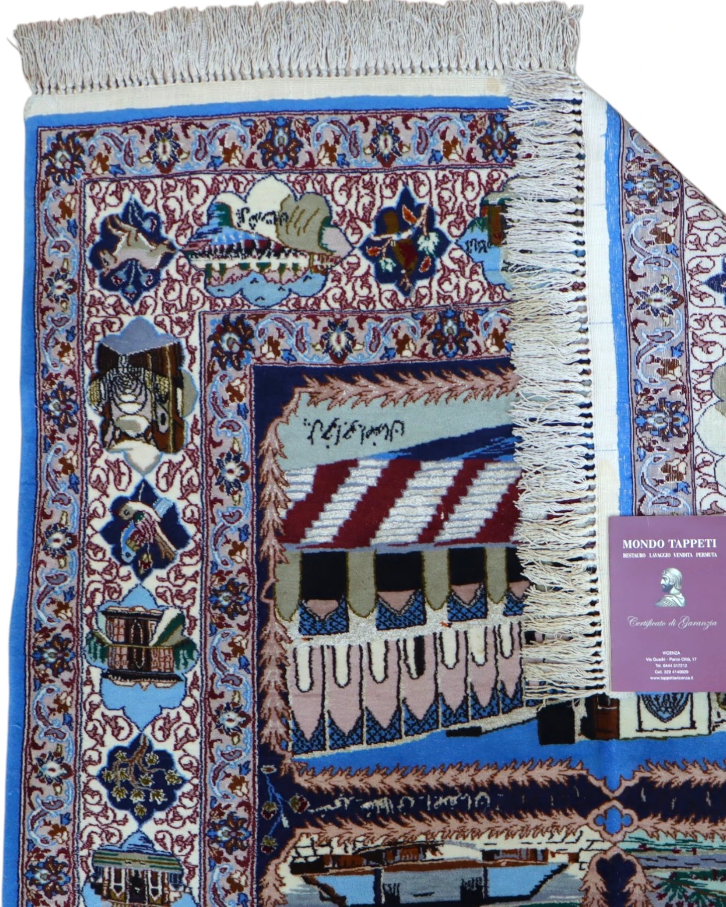 Tappeto Persiano Isfahan 160x107 cm Blu Beige Medaglione
