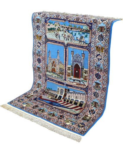 Tappeto di lusso persiano 160x107 cm con motivi floreali colorati
