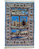 Tappeto persiano Isfahan 160x107 cm blu e beige in soggiorno elegante