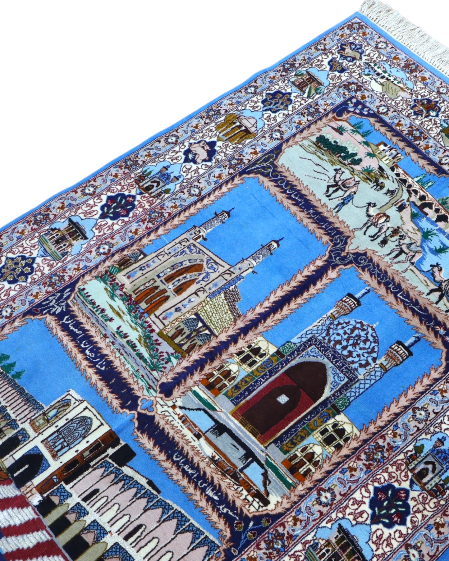 Tappeto Persiano Isfahan 160x107 cm Blu Beige Medaglione