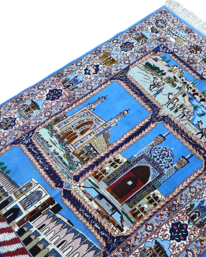 Tappeto Persiano Isfahan 160x107 cm Blu Beige Medaglione