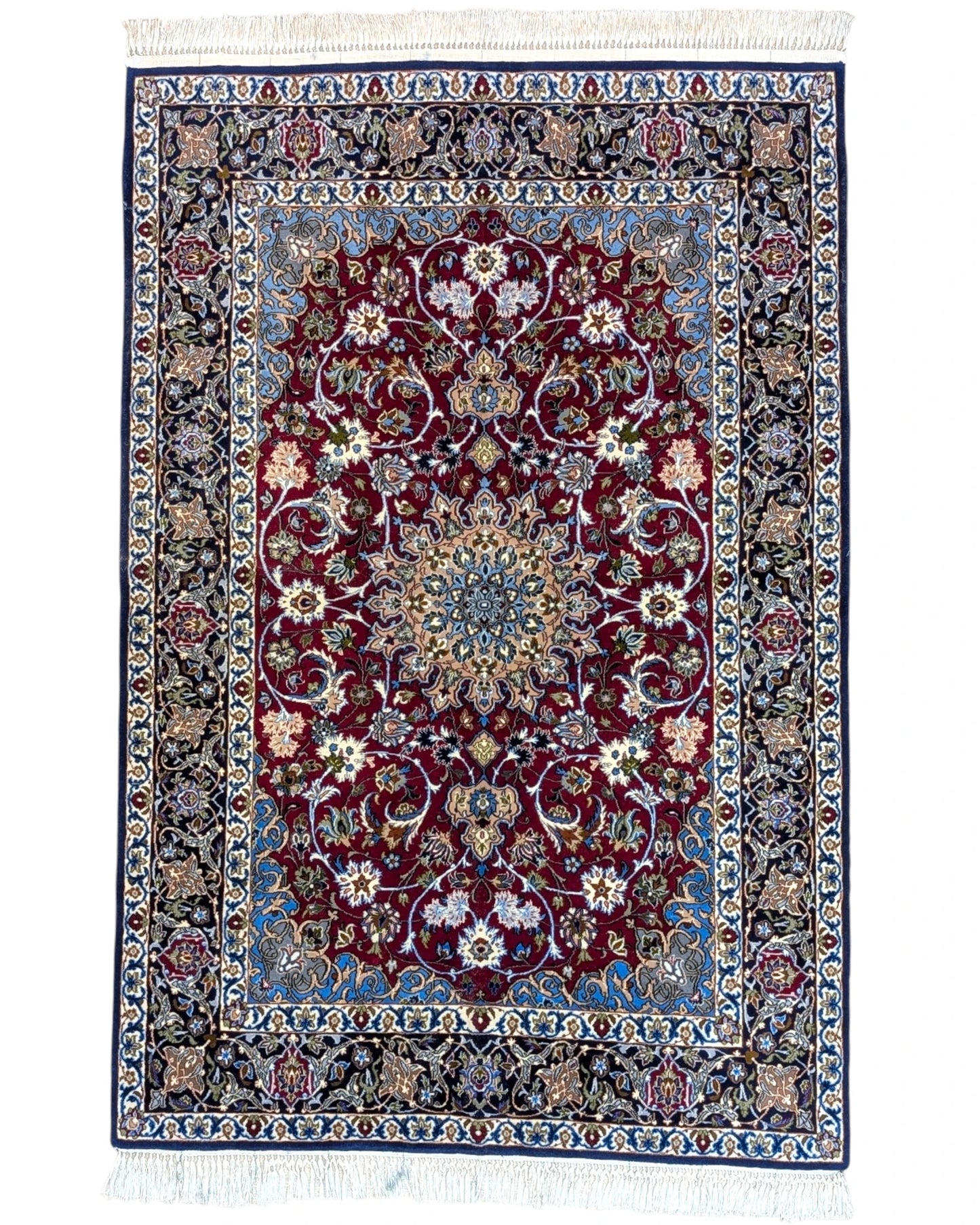 Tappeto Persiano Isfahan 170x110 cm rosso floreale nel soggiorno elegante