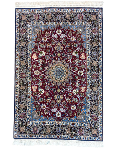 Tappeto Persiano Isfahan 170x110 cm rosso floreale nel soggiorno elegante