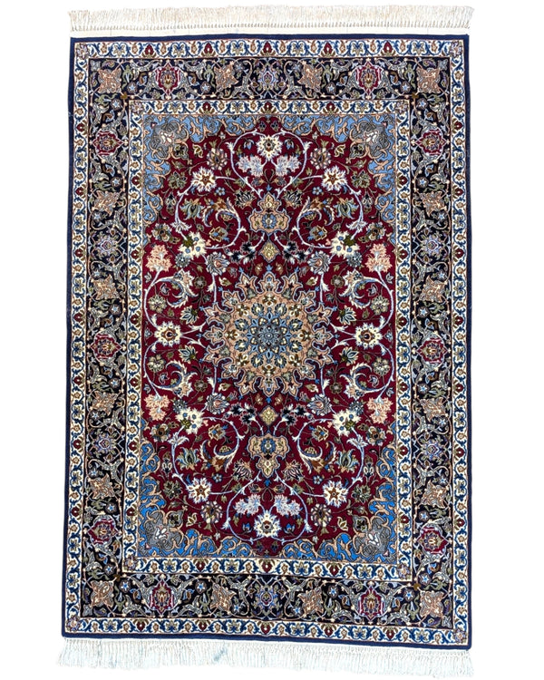 Tappeto Persiano Isfahan 170x110 cm rosso floreale nel soggiorno elegante