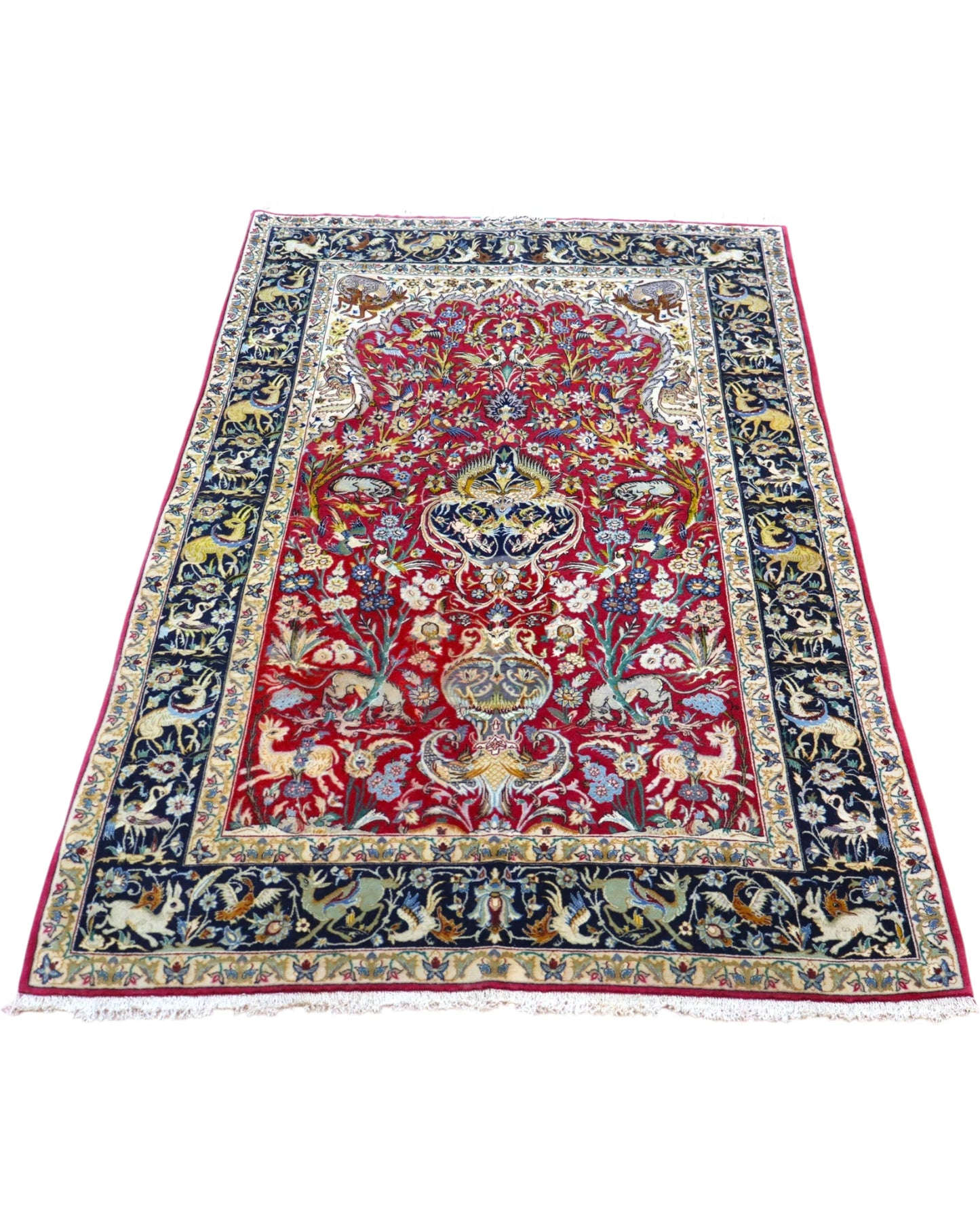 Tappeto Persiano Isfahan 173x110cm Rosso Medaglione Floreale