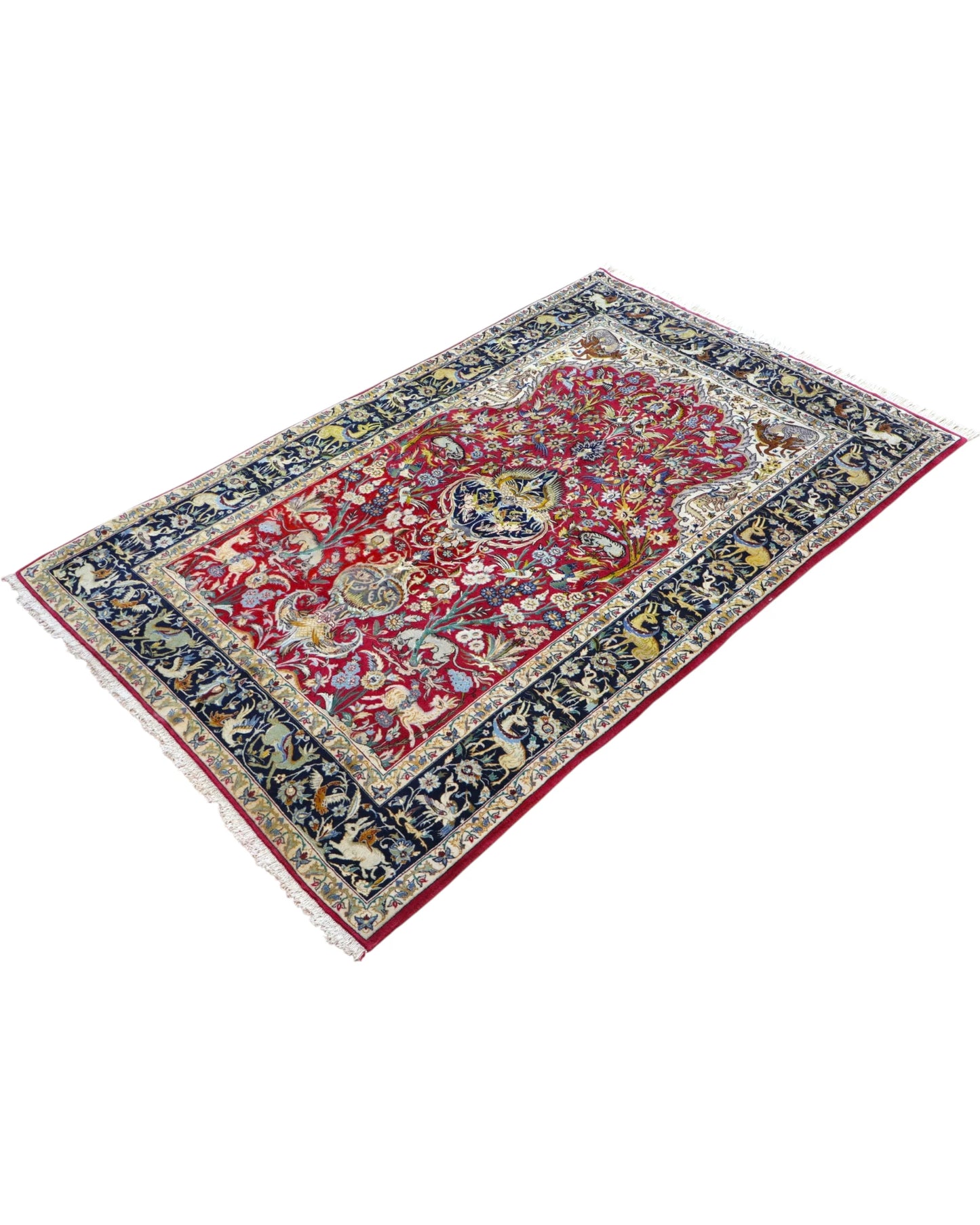Tappeto Persiano Isfahan 173x110cm Rosso Medaglione Floreale