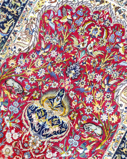 Tappeto Persiano Isfahan 173x110cm Rosso Medaglione Floreale