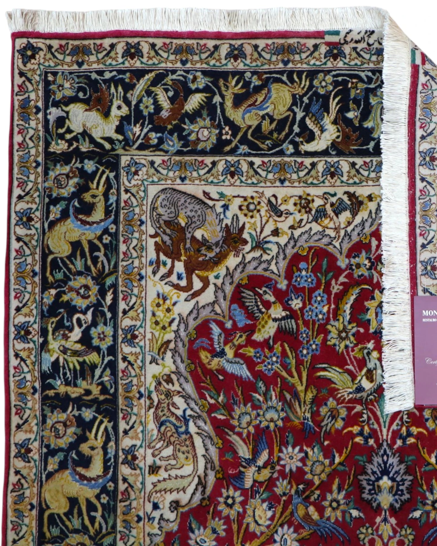 Tappeto Persiano Isfahan 173x110cm Rosso Medaglione Floreale