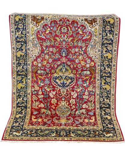 Tappeto Isfahan 173x110cm medaglione centrale per camera da letto.