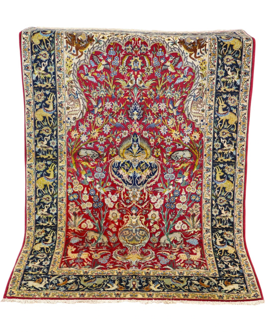 Tappeto Isfahan 173x110cm medaglione centrale per camera da letto.