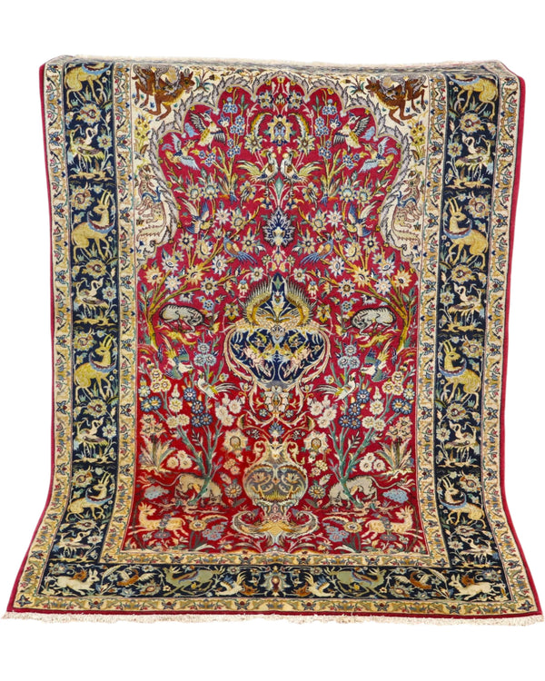 Tappeto Isfahan 173x110cm medaglione centrale per camera da letto.