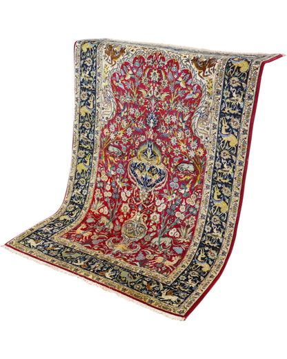 Tappeto floreale 173x110cm rosso persiano annodato a mano.