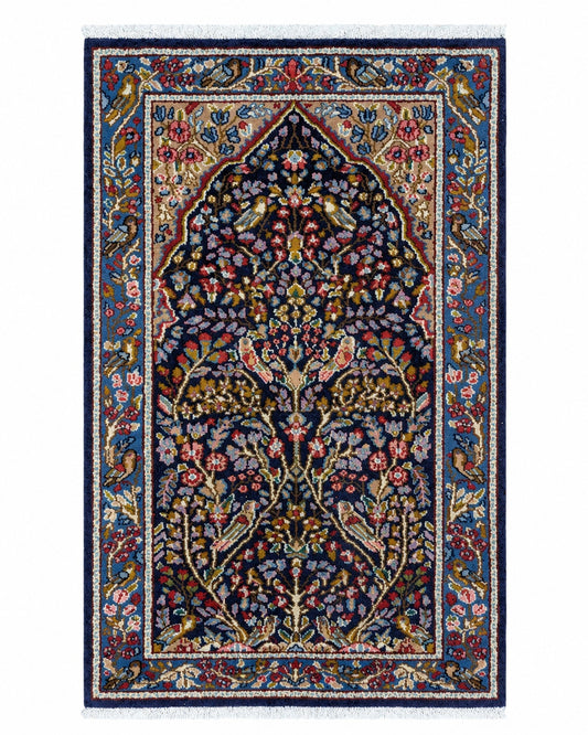Tappeto Persiano Kerman 145x89 cm Blu