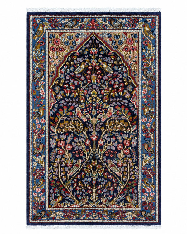 Tappeto Persiano Kerman 145x89 cm Blu