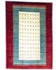 Tappeto 270x185 cm rosso blu e avorio con motivo geometrico per soggiorno elegante.