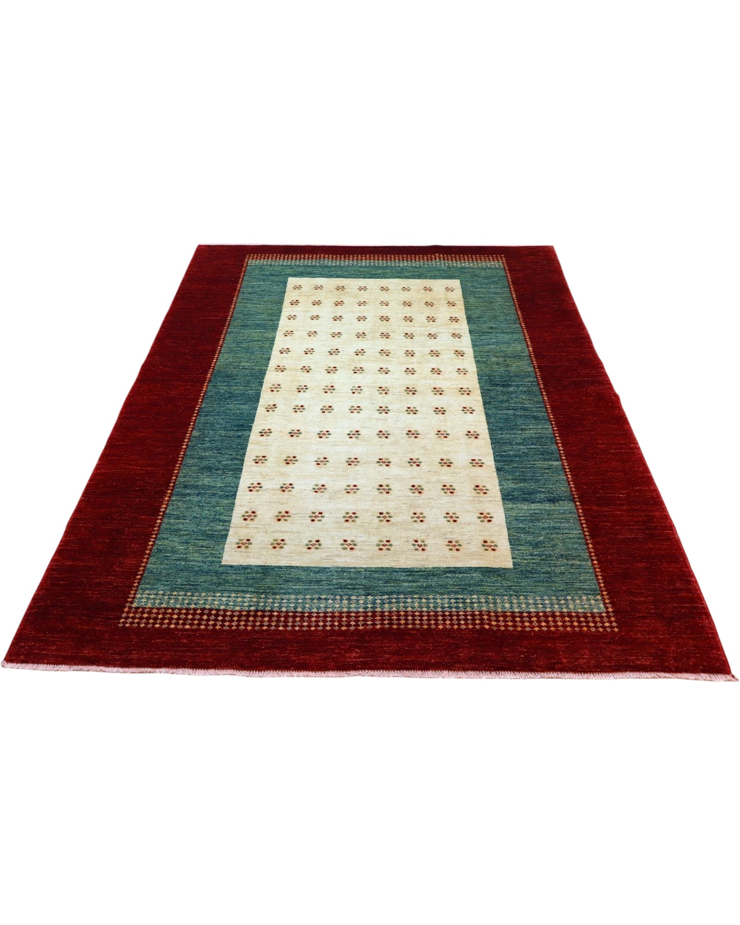 Tappeto persiano moderno 270x185 cm in lana rosso bordeaux per camera raffinata.