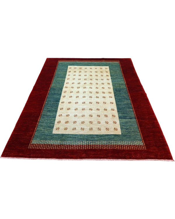 Tappeto persiano moderno 270x185 cm in lana rosso bordeaux per camera raffinata.