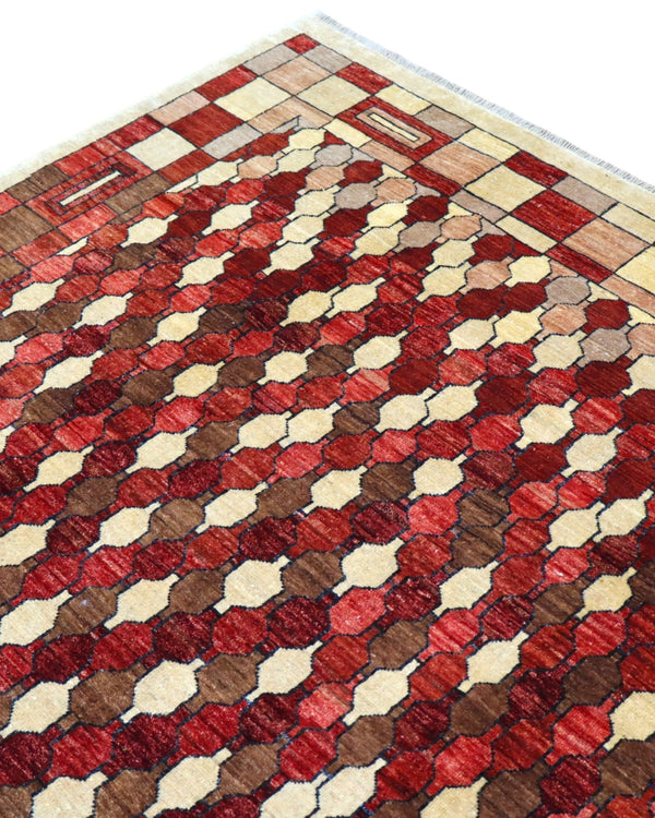 Tappeto in lana 271x187 cm tortora e rosa antico per ambiente contemporaneo.