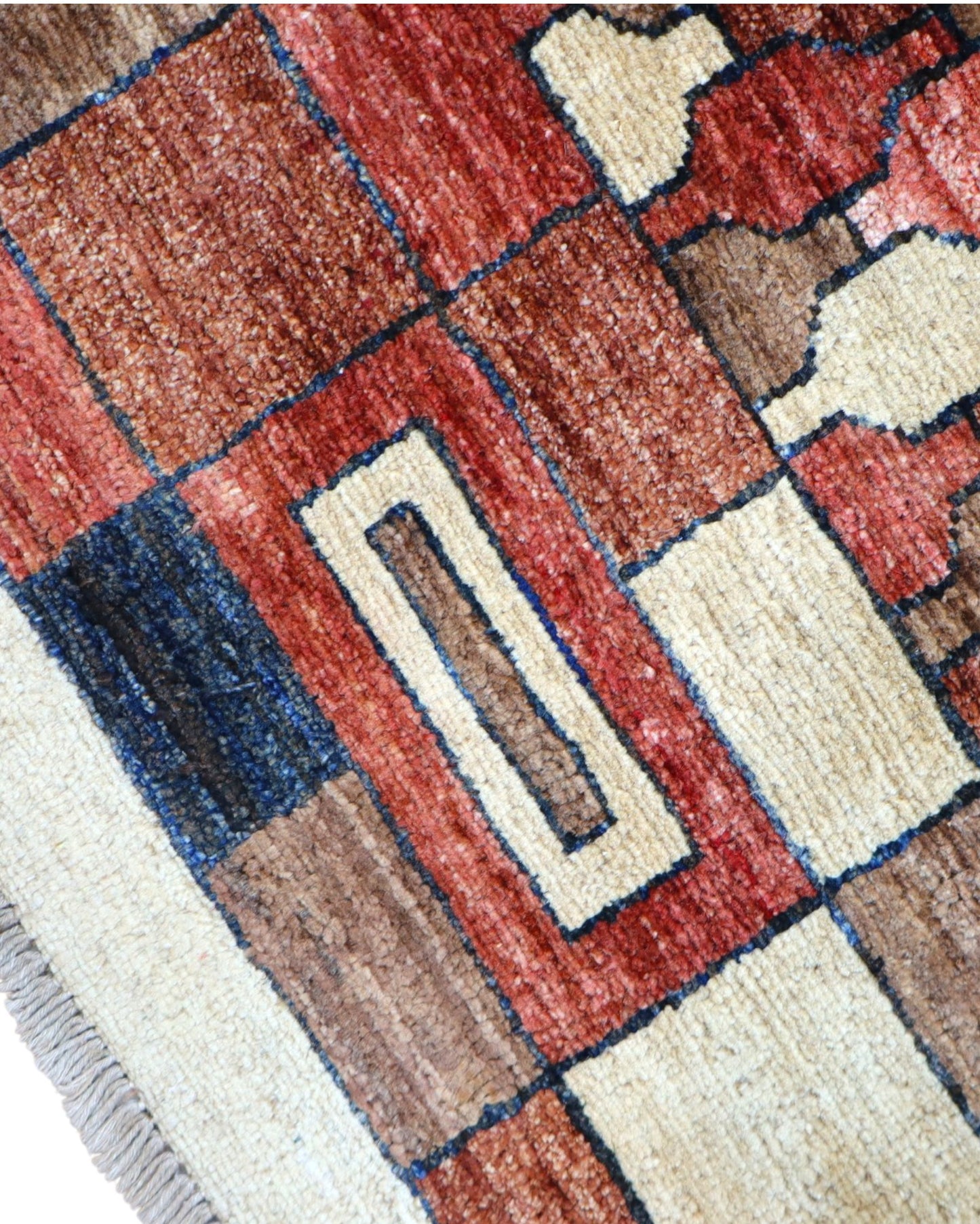 Tappeto Persiano Moderno 271x187 cm Bordeaux e Beige Geometrico