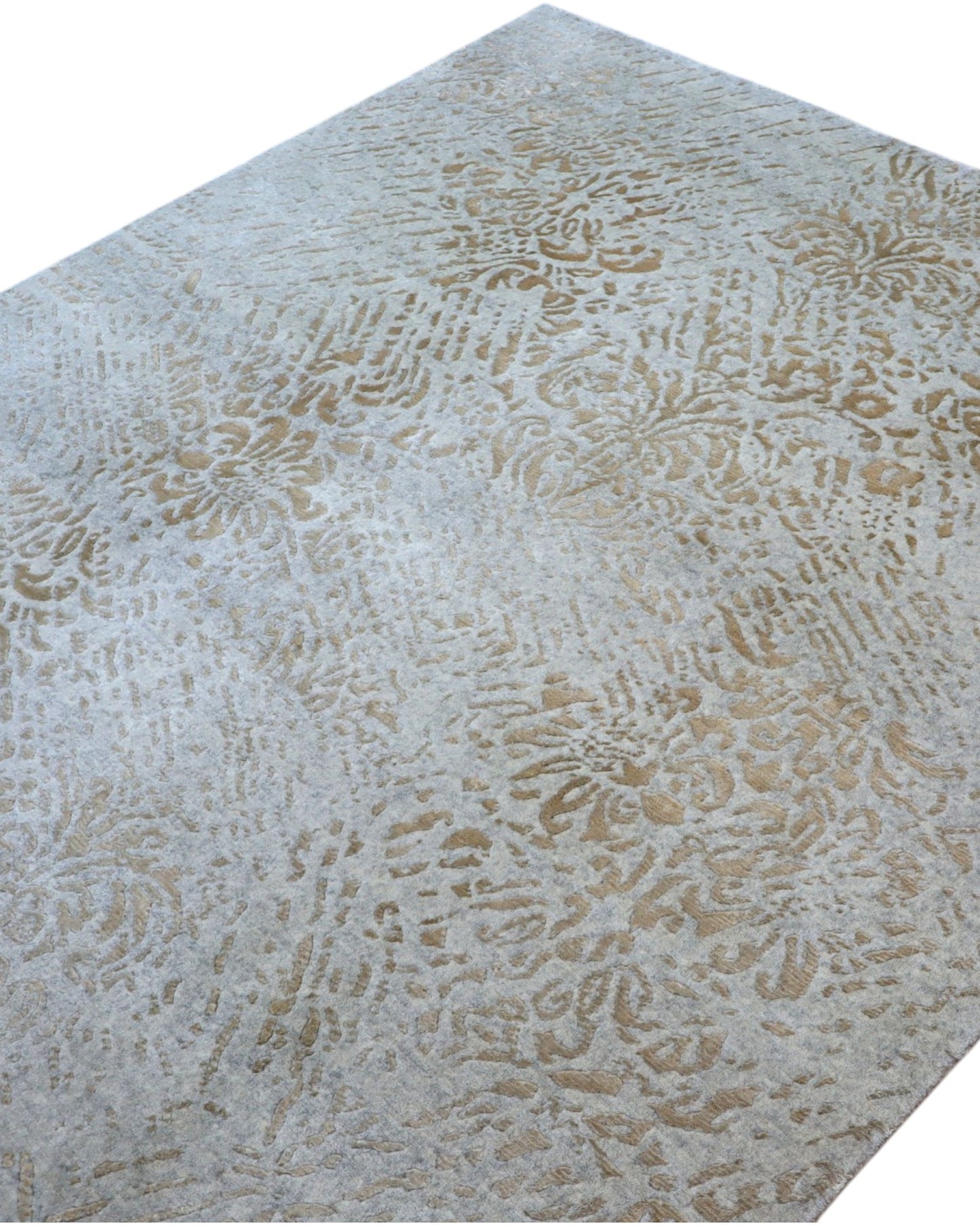 Tappeto in lana 280x185 cm chiaro con motivo floreale per grandi spazi interni.