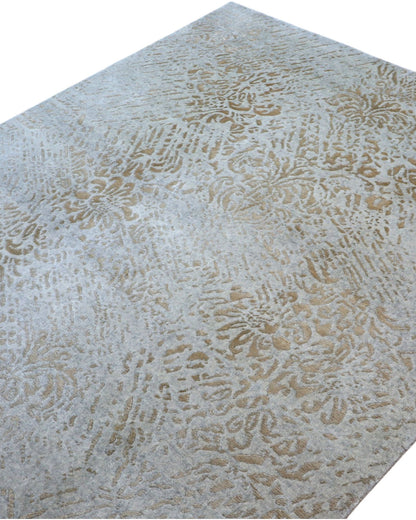 Tappeto in lana 280x185 cm chiaro con motivo floreale per grandi spazi interni.