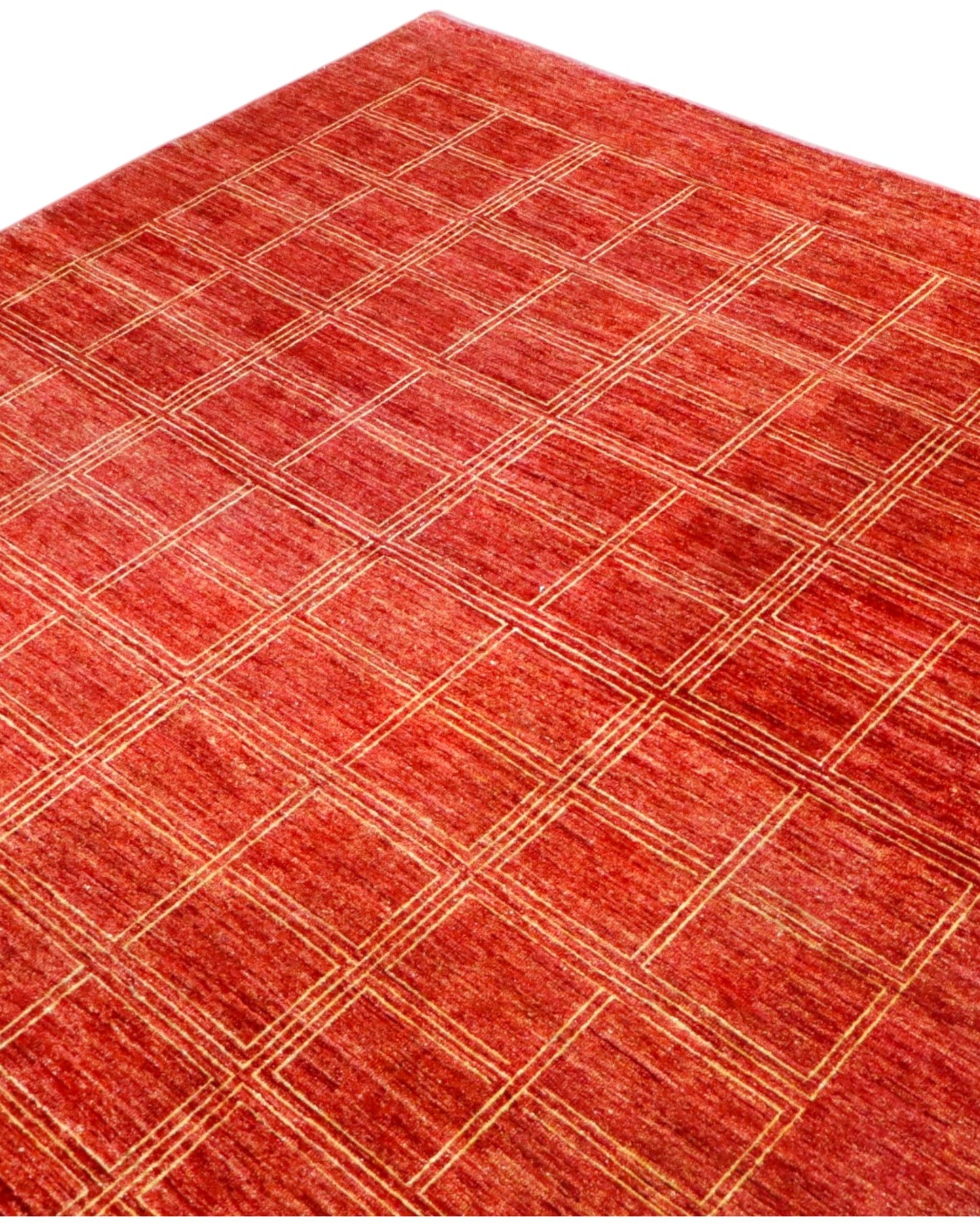 Tappeto Persiano Moderno 285x197 cm Rosso Lampone Geometrico