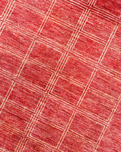 Tappeto Persiano Moderno 285x197 cm Rosso Lampone Geometrico