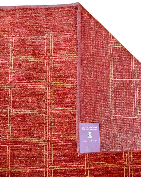 Tappeto Persiano Moderno 285x197 cm Rosso Lampone Geometrico