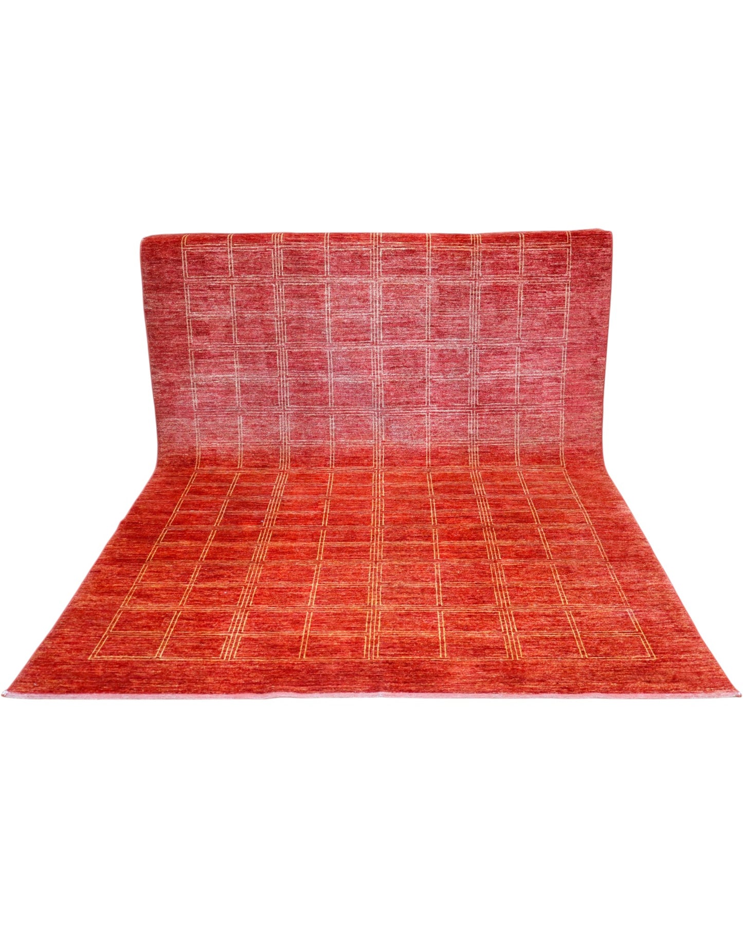 Tappeto persiano moderno 285x197 cm in lana rosso e beige per camera raffinata.