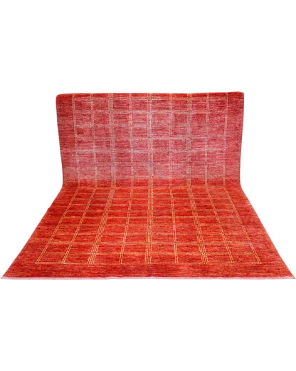 Tappeto persiano moderno 285x197 cm in lana rosso e beige per camera raffinata.
