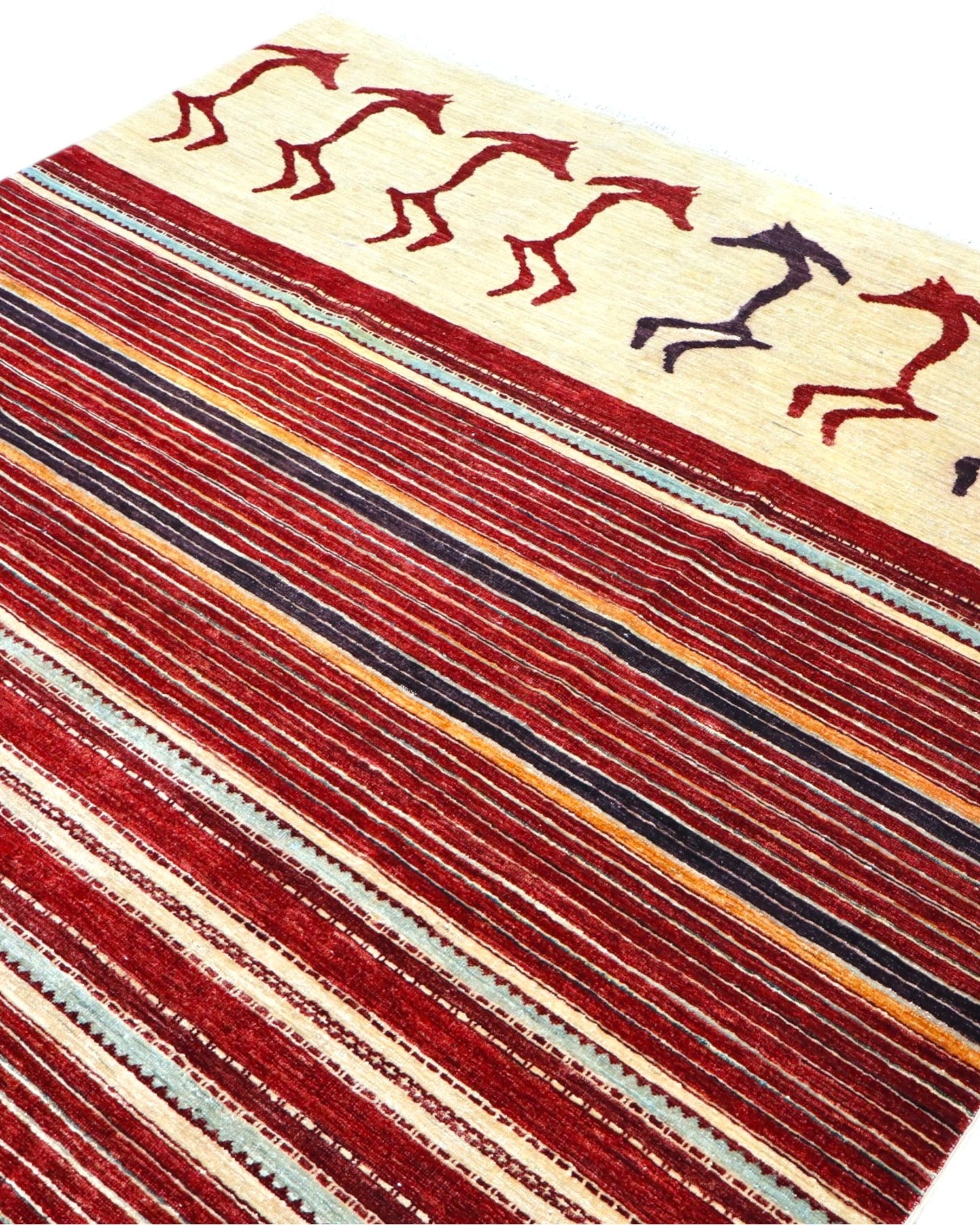 Tappeto Persiano Moderno 287x195 cm Bordeaux e Avorio Geometrico