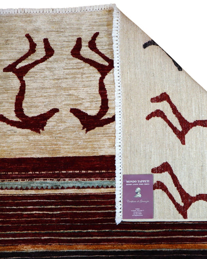 Tappeto Persiano Moderno 287x195 cm Bordeaux e Avorio Geometrico