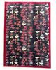 Tappeto 292x216 cm blu notte e rosso con motivo floreale per soggiorno elegante.