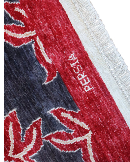 Tappeto Persiano Moderno 292x216 cm Blu Notte e Rosso Floreale