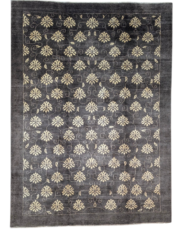Tappeto Persiano Moderno 294x216 cm Grigio Antracite Floreale