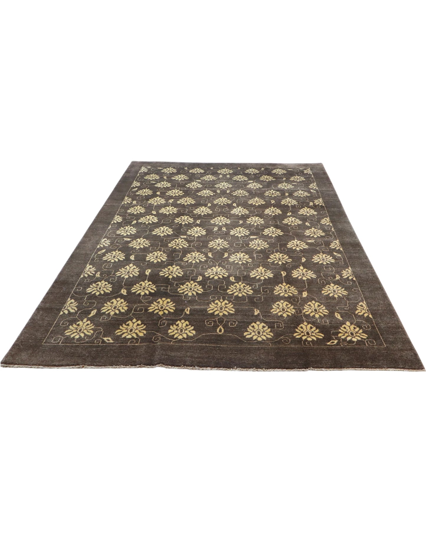 Tappeto elegante 294x216 cm antracite con dettagli beige per ambiente moderno.