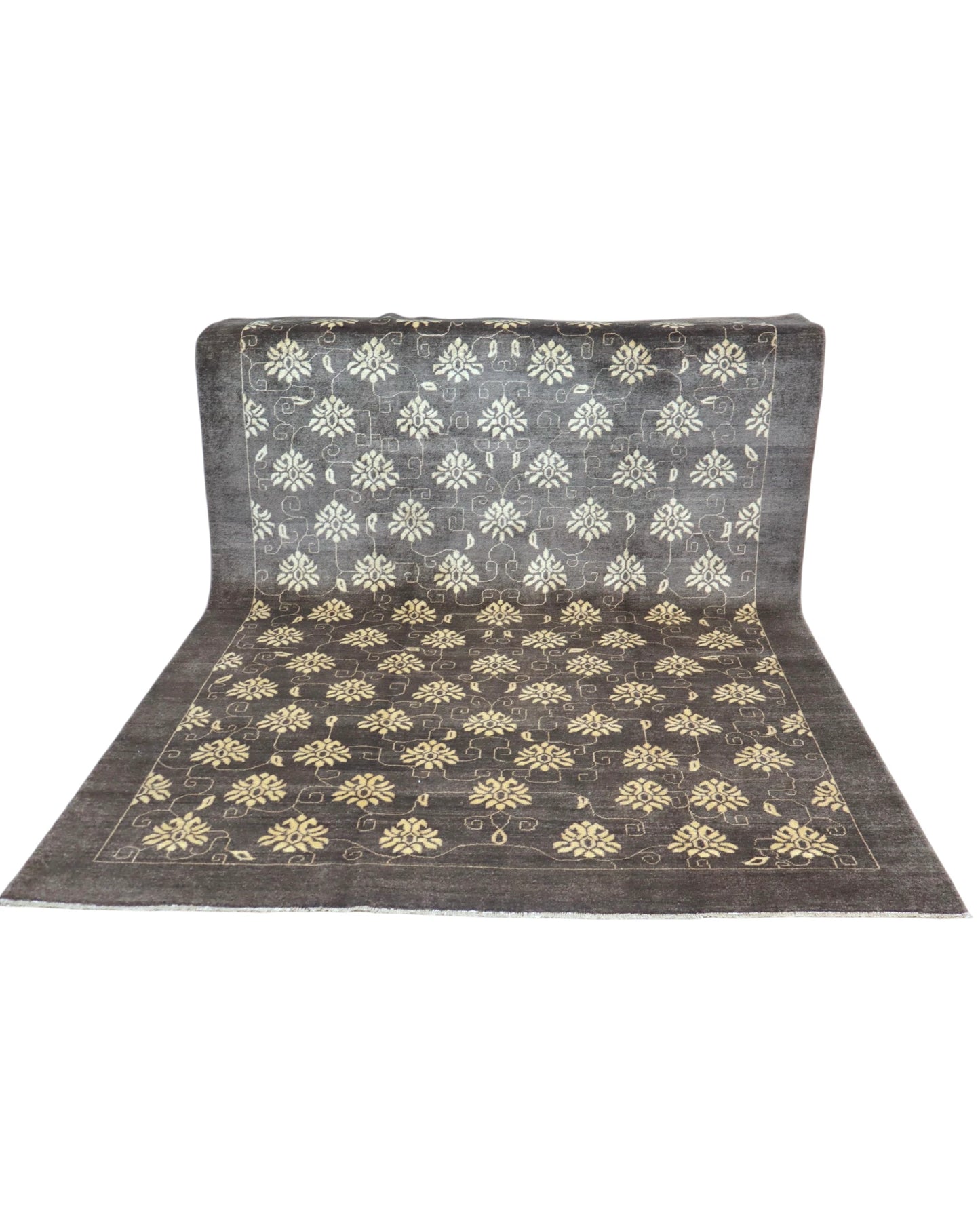 Tappeto persiano moderno 294x216 cm grigio e beige per camera raffinata.