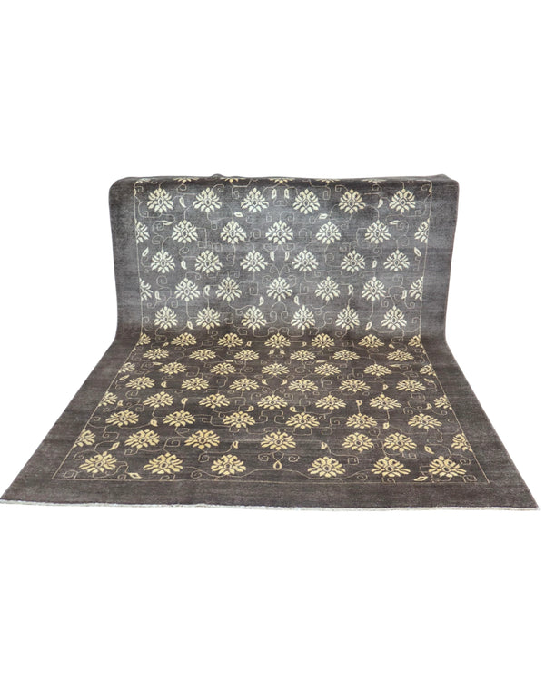Tappeto persiano moderno 294x216 cm grigio e beige per camera raffinata.