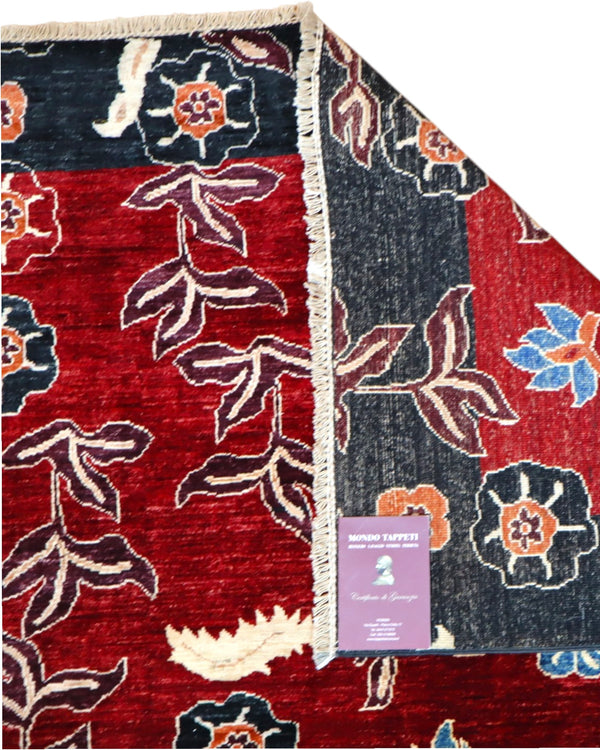 Tappeto Persiano Moderno 296x204 cm Fucsia e Blu Floreale